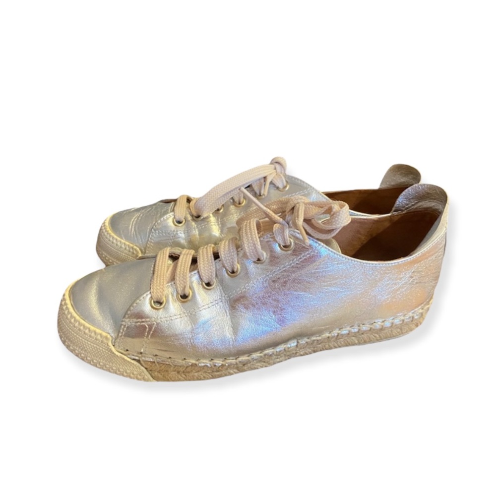 Maypol Silver Espadrille Sneaker Size 38 Made in Spain